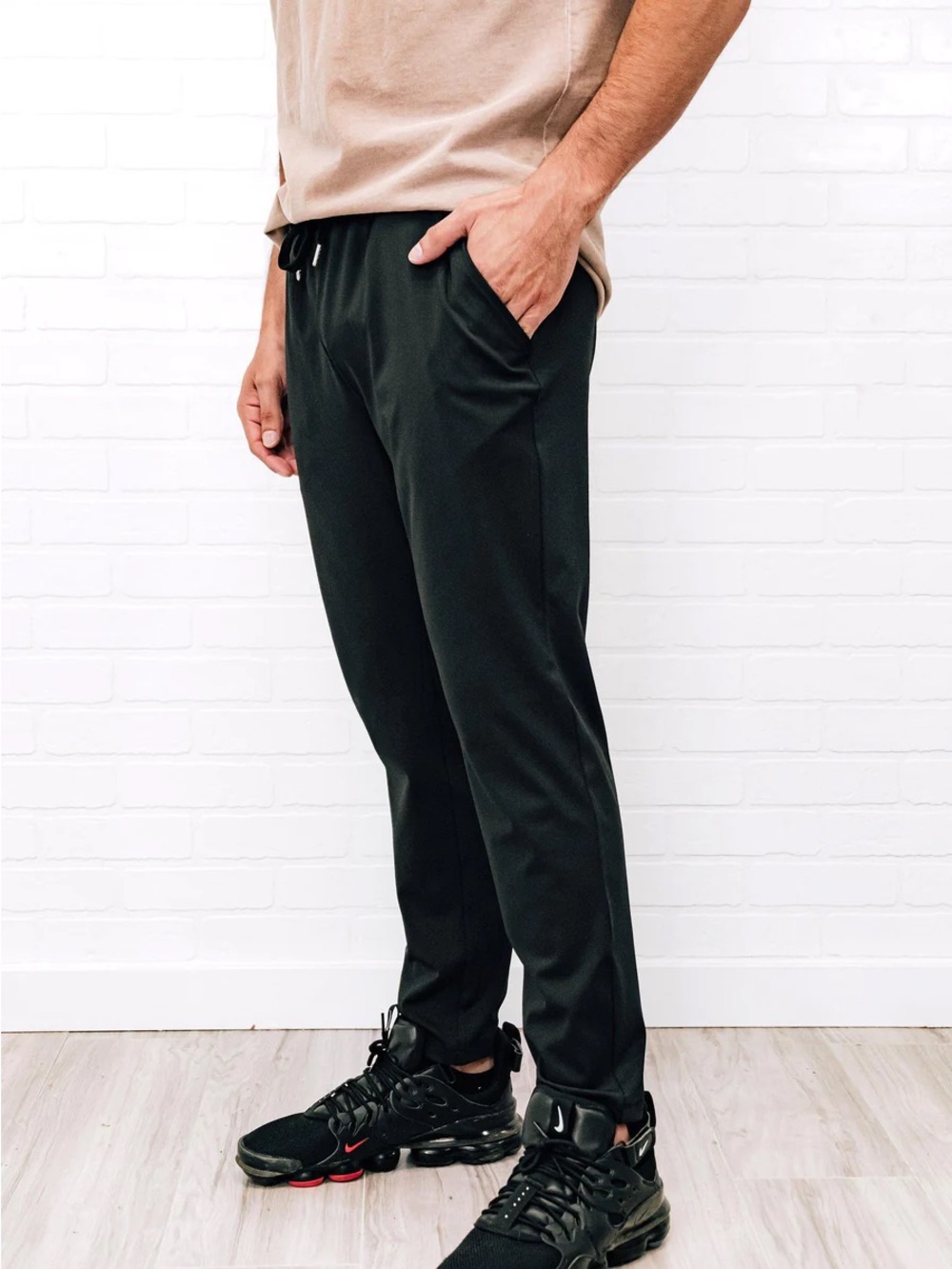 Mono B Black Slim Drawstring Joggers